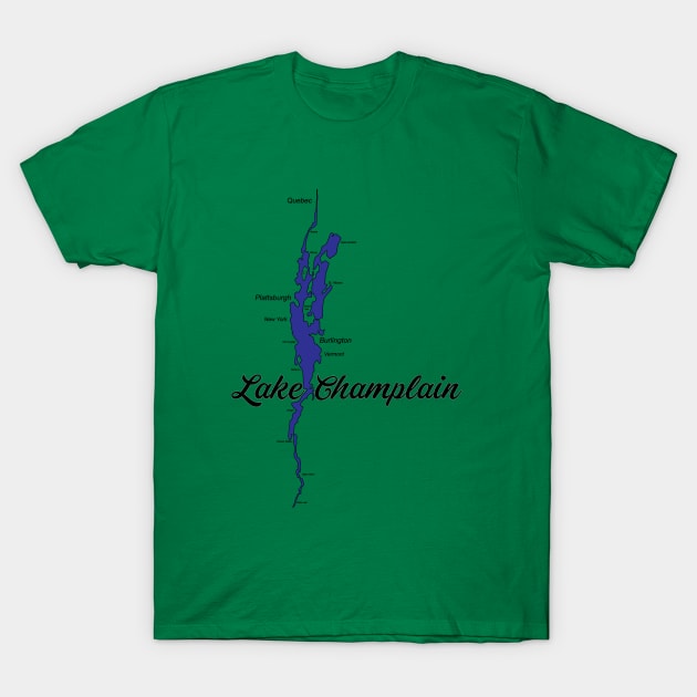 Lake Champlain Map T-Shirt by ACGraphics